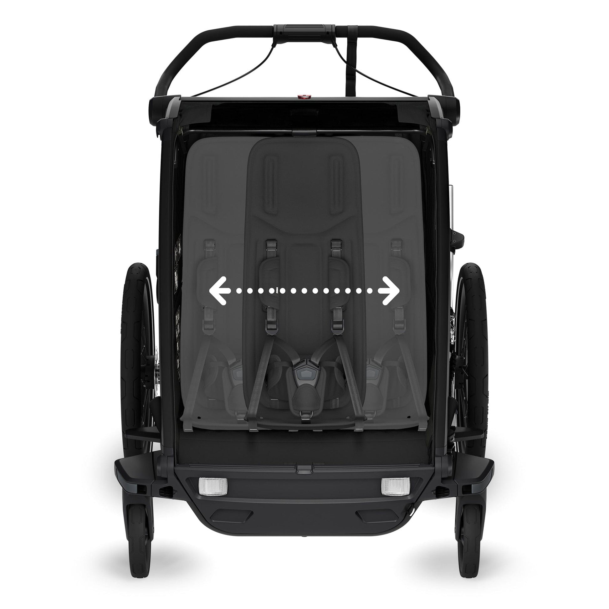 Thule Chariot Sport 2 Double Multisport Bike Trailer + Stroller + Jogging Kit Bundle - Black - 10201031-20201304