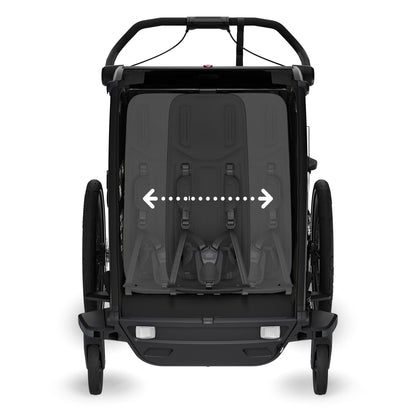 Thule Chariot Sport 2 Double Multisport Bike Trailer + Stroller + Jogging Kit Bundle - Black - 10201031-20201304