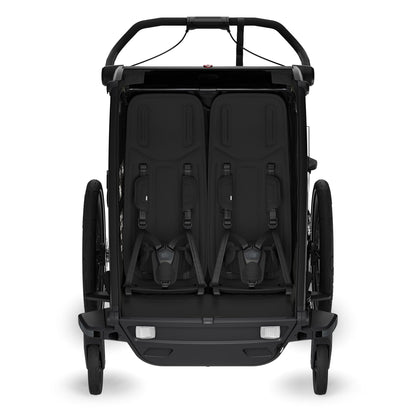 Thule Chariot Sport 2 Double Multisport Bike Trailer + Stroller + Jogging Kit Bundle - Black - 10201031-20201304