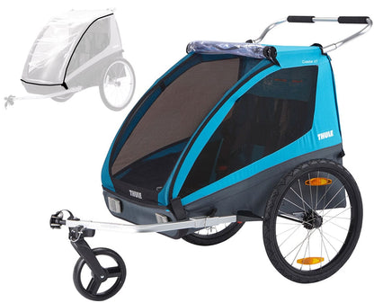 Thule Coaster XT Bicycle Trailer + Rain Cover Bundle - Blue