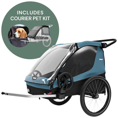 Thule Courier Bicycle Trailer + Pet Kit Bundle - Aegean Blue - 10102001-20301001