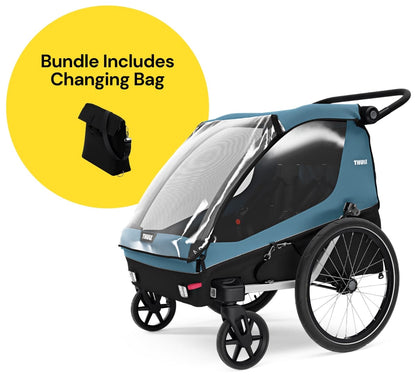 Thule Courier Bicycle Trailer + Stroller Cargo Bundle - Aegean Blue / Black - 10102006