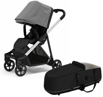 Thule Shine Stroller + Bassinet Bundle - Grey Melange / Black - 11400200-11400300