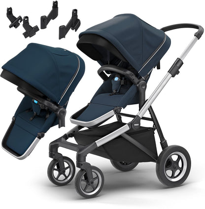 Thule Sleek Double Stroller - Navy Blue