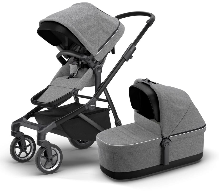 Thule Sleek Single-to-Double Stroller & Bassinet - Black / Grey Melange - 11000021-11000100