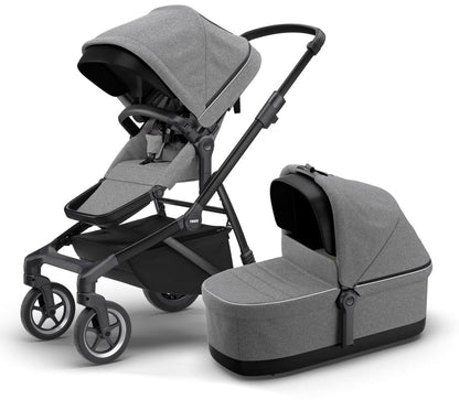 Thule Sleek Single-to-Double Stroller & Bassinet - Black / Grey Melange - 11000021-11000100