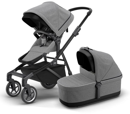 Thule Sleek Single-to-Double Stroller & Bassinet - Black / Grey Melange - 11000021-11000100