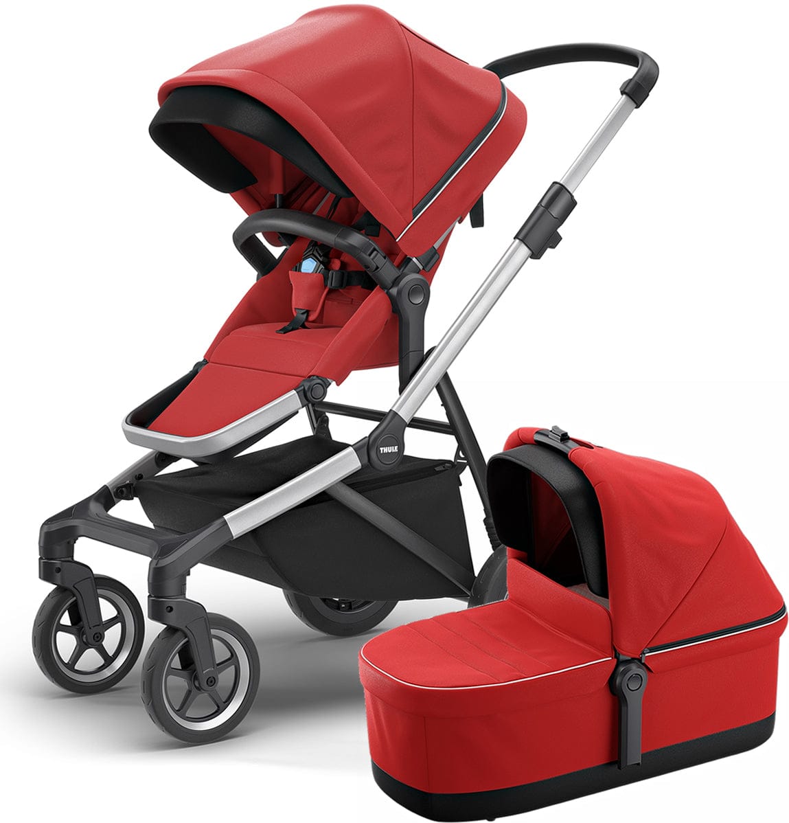 Thule Sleek Single-to-Double Stroller & Bassinet - Energy Red - 11000004-11000103