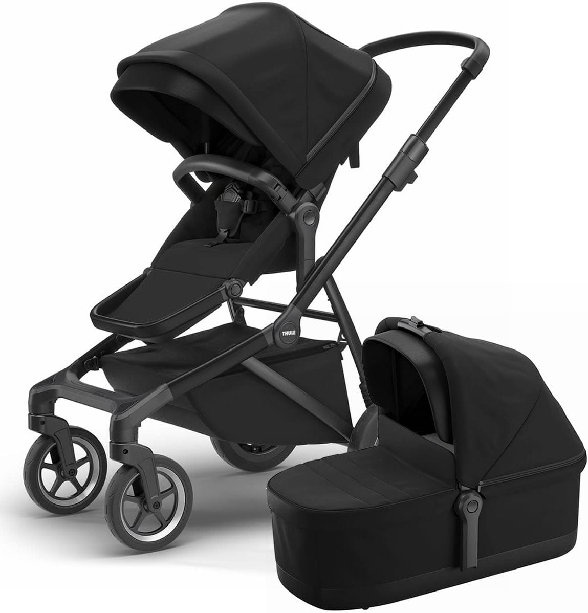 Thule Sleek Single-to-Double Stroller & Bassinet - All Black - 11000017-11000108