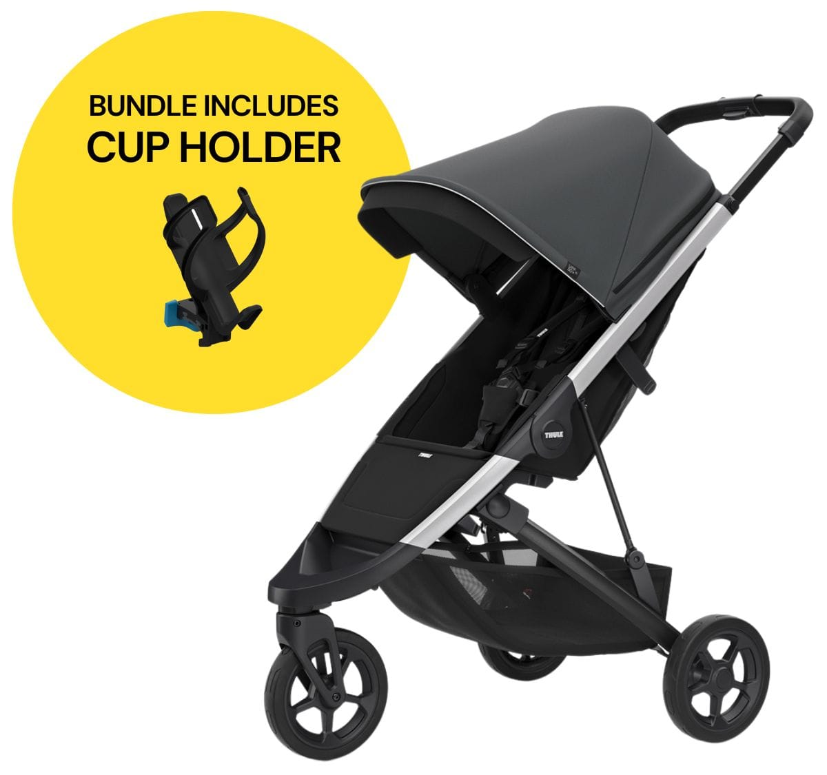 Thule Spring Stroller + Cup Holder Bundle - Shadow Grey - T-SPR-SG-B1
