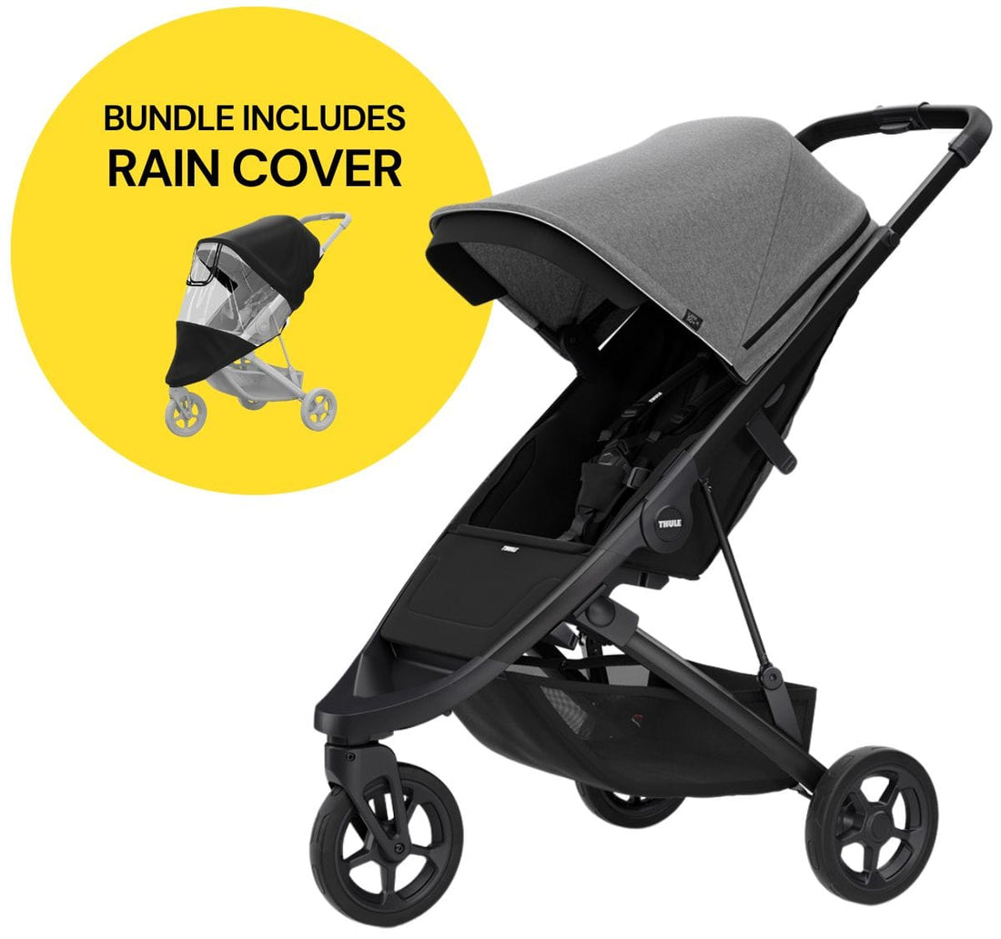Thule Spring Stroller Summer Bundle Bundle - Black / Grey Melange - 11300205-RAIN