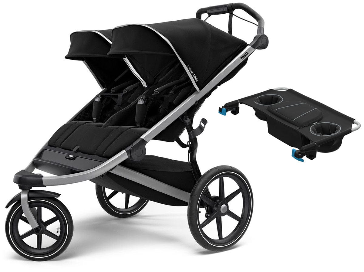 Thule Urban Glide 2 Double Jogging Stroller + Organizer Sport Double Bundle - Jet Black