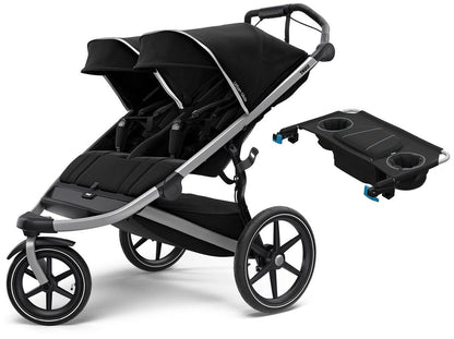 Thule Urban Glide 2 Double Jogging Stroller + Organizer Sport Double Bundle - Jet Black