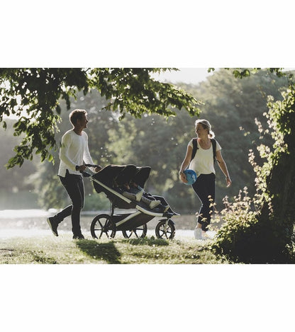 Thule Urban Glide 2 Double Jogger Stroller + Water Bottle Cage Bundle - Jet Black - T-UG2-D-JB-B1