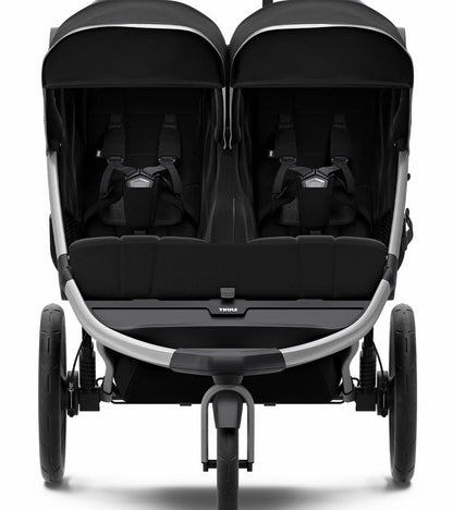 Thule Urban Glide 2 Double Jogger Stroller + Water Bottle Cage Bundle - Jet Black - T-UG2-D-JB-B1
