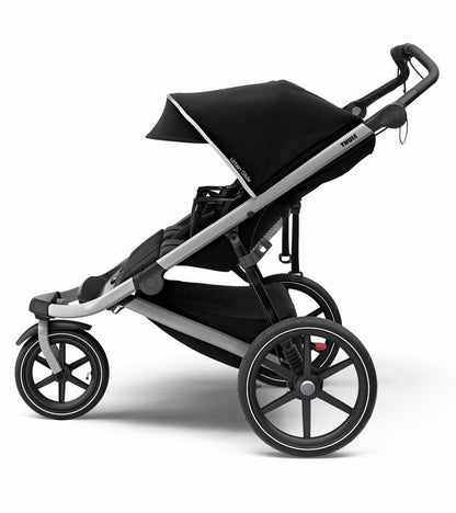 Thule Urban Glide 2 Double Jogger Stroller + Water Bottle Cage Bundle - Jet Black - T-UG2-D-JB-B1