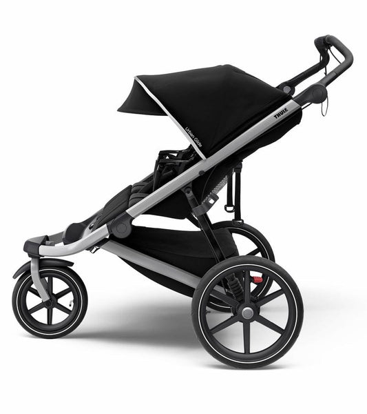Thule Urban Glide 2 Double Jogger Stroller + Water Bottle Cage Bundle - Jet Black - T-UG2-D-JB-B1