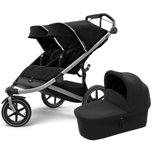 Thule Urban Glide 2 Double Jogging Stroller + Bassinet Bundle - Black / Black - 10101951-20110748