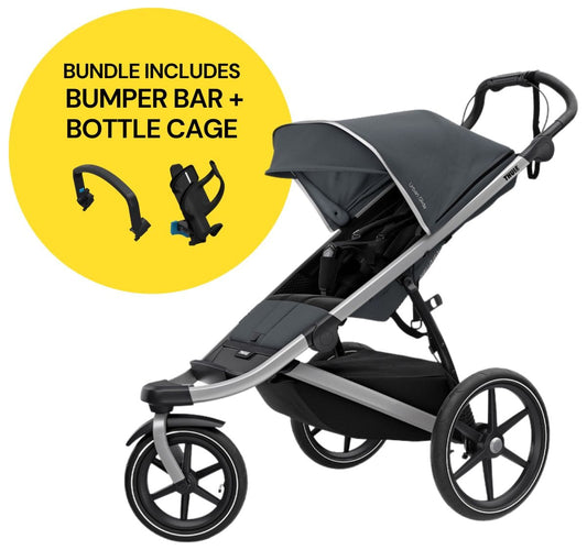 Thule Urban Glide 2 Jogging Stroller Essentials Bundle - Dark Shadow - 10101950-BAR-CAGE