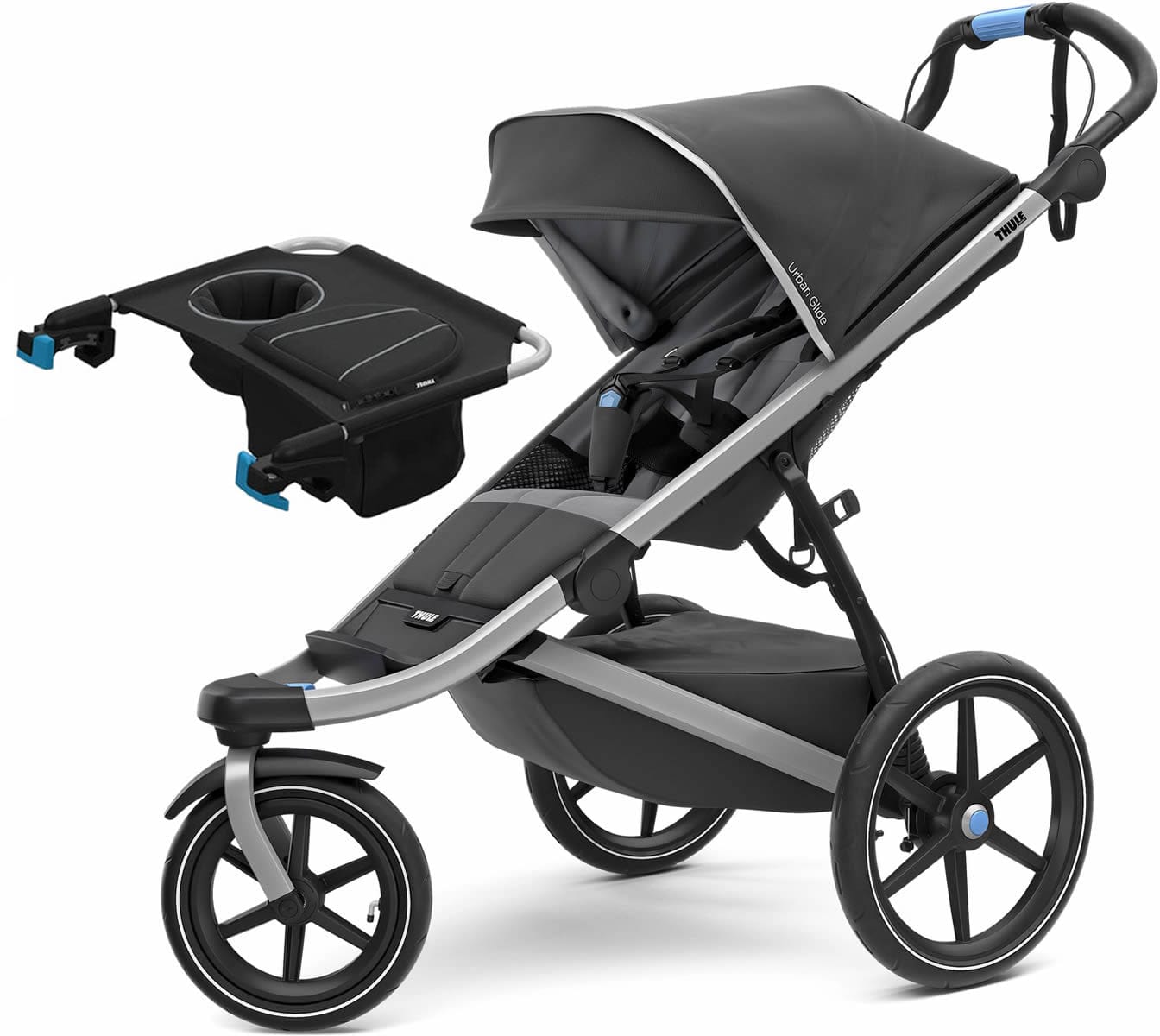 Thule Urban Glide 2 Single Jogging Stroller + Sport Organizer - Dark Shadow