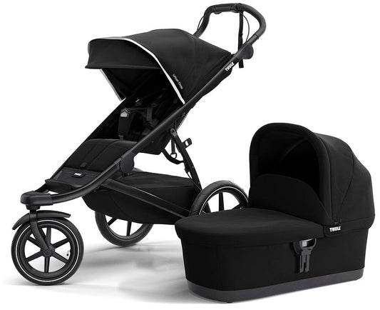 Thule Urban Glide 2 Single Jogging Stroller + Bassinet Bundle - Black / Black