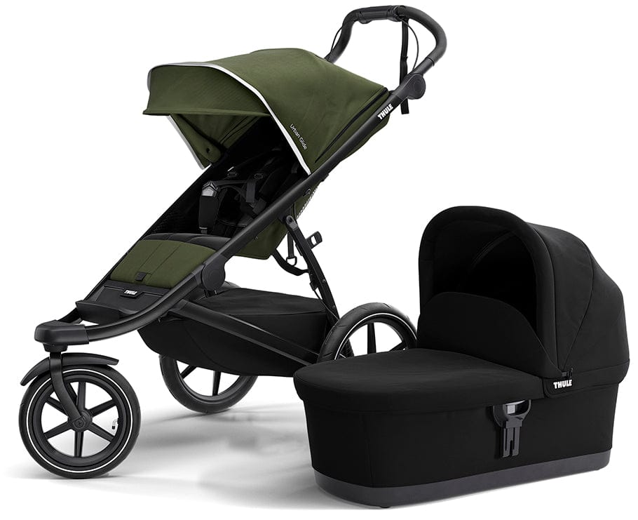 Thule Urban Glide 2 Single Jogging Stroller + Bassinet Bundle - Cypress Green / Black