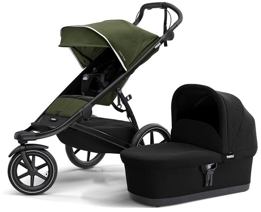 Thule Urban Glide 2 Single Jogging Stroller + Bassinet Bundle - Cypress Green / Black