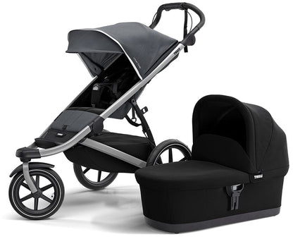Thule Urban Glide 2 Single Jogging Stroller + Bassinet Bundle - Dark Shadow / Black