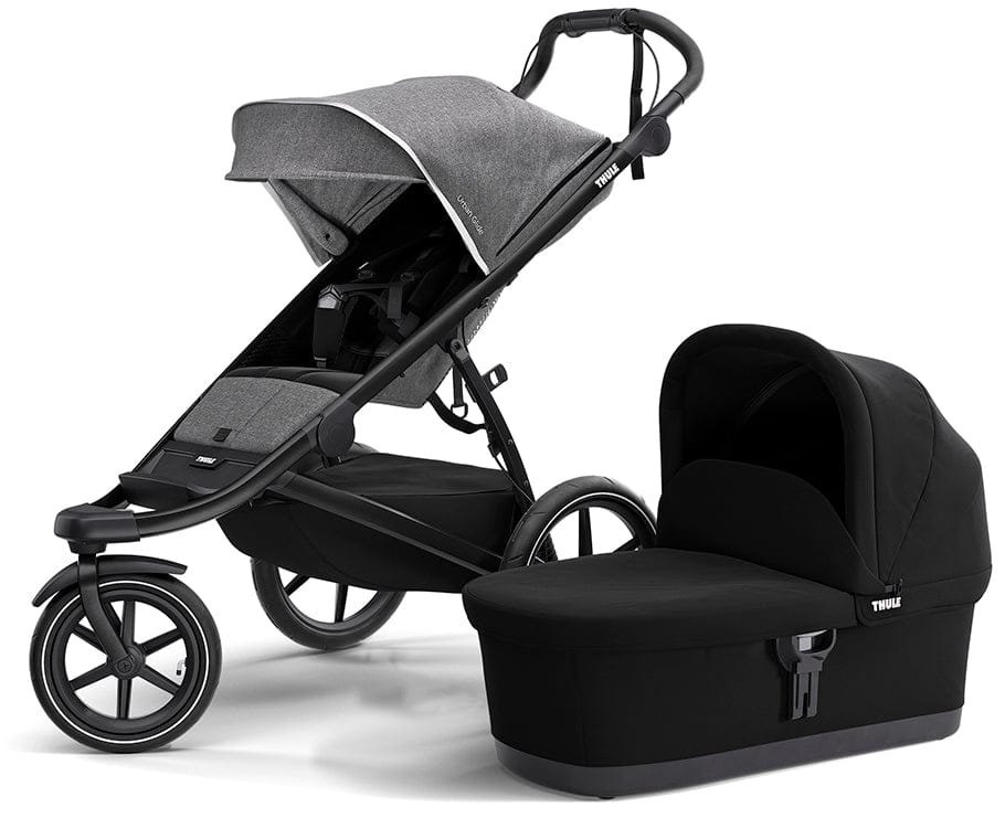 Thule Urban Glide 2 Single Jogging Stroller + Bassinet Bundle - Grey Melange / Black