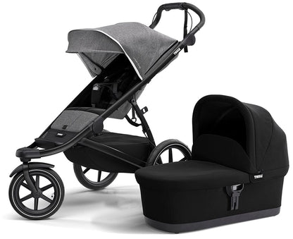 Thule Urban Glide 2 Single Jogging Stroller + Bassinet Bundle - Grey Melange / Black
