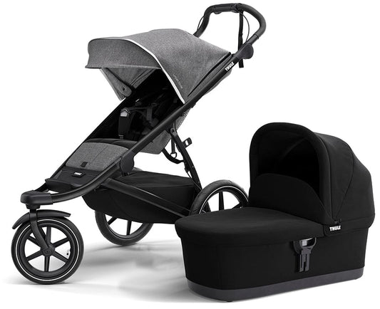 Thule Urban Glide 2 Single Jogging Stroller + Bassinet Bundle - Grey Melange / Black