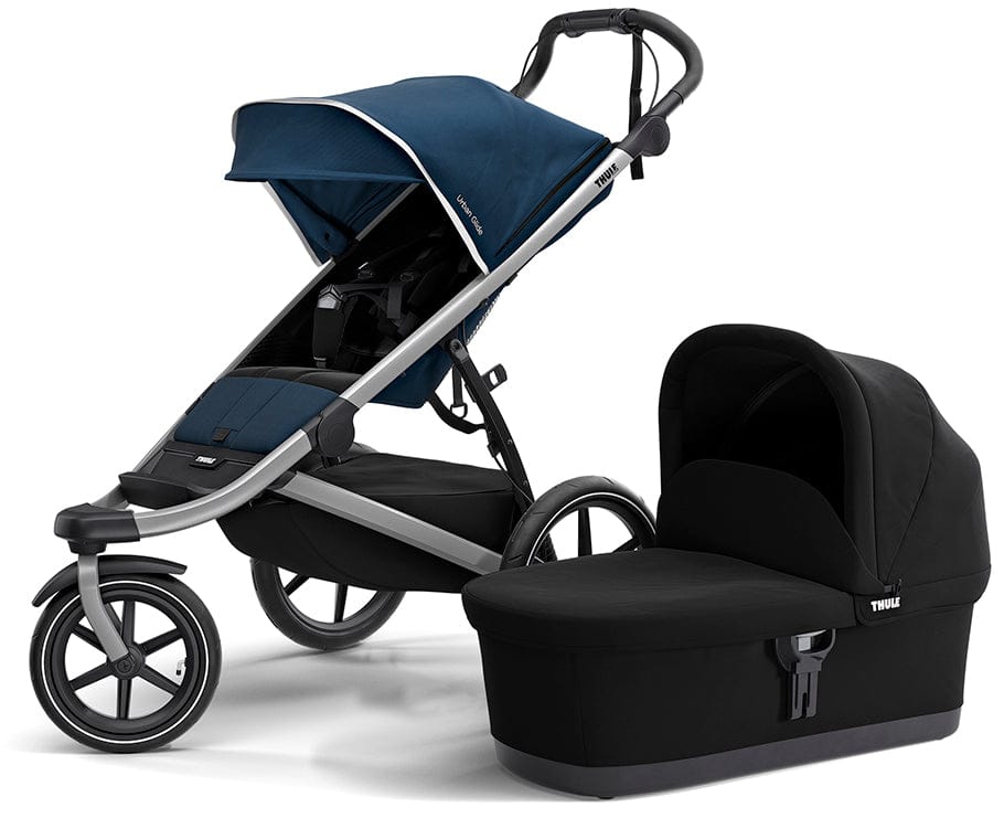 Thule Urban Glide 2 Single Jogging Stroller + Bassinet Bundle - Majolica Blue / Black