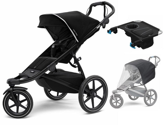 Thule Urban Glide 2 Single Jogging Stroller + Essentials Bundle - Black - 10101949-OS-RC