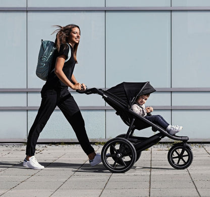 Thule Urban Glide 2 Single Jogging Stroller + Water Bottle Cage Bundle - Black - T-UG2-S-B-B1