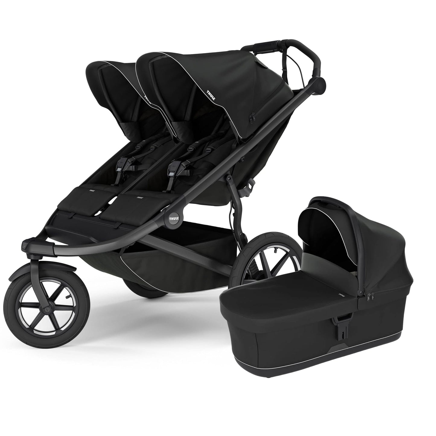 Thule Urban Glide 3 Double Jogging Stroller + Bassinet Bundle - Black - 10101998 - 20110754