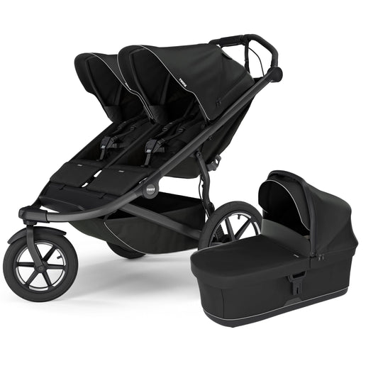 Thule Urban Glide 3 Double Jogging Stroller + Bassinet Bundle - Black - 10101998 - 20110754