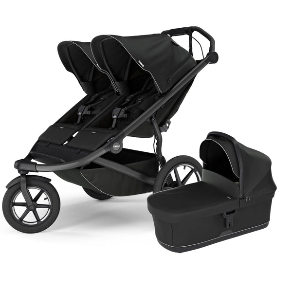 thule double stroller with car seat Thule Urban Glide 3 Double Jogging Stroller + Bassinet Bundle