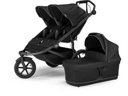 Thule Urban Glide 3 Double Jogging Stroller with NON-Magnetic Buckle+ Bassinet Bundle - Black - 10101978-20110754