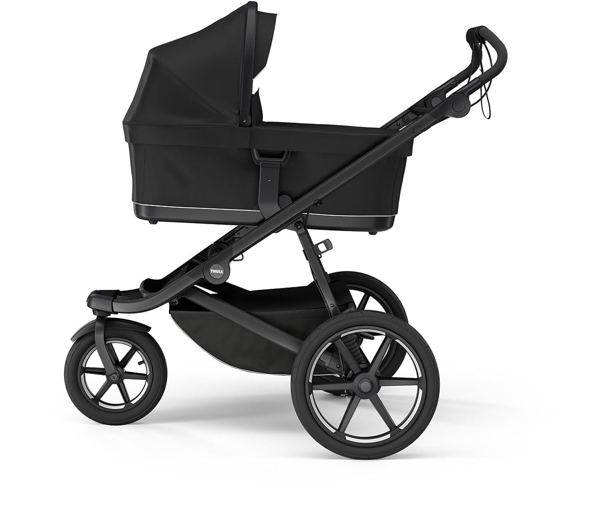 Thule Urban Glide 3 Single Jogging Stroller with NON-Magnetic Buckle + Bassinet Bundle - Black - 10101972-20110754