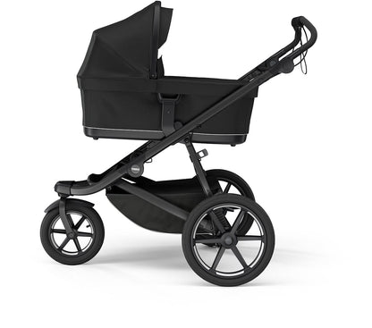 Thule Urban Glide 3 Single Jogging Stroller with NON-Magnetic Buckle + Bassinet Bundle - Black - 10101972-20110754