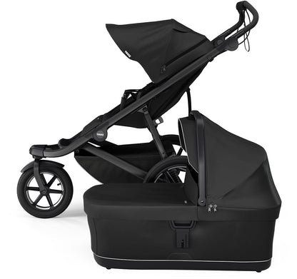 Thule Urban Glide 3 Single Jogging Stroller with NON-Magnetic Buckle + Bassinet Bundle - Black - 10101972-20110754
