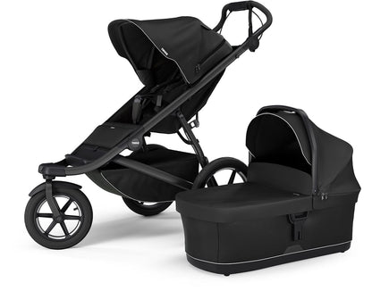 Thule Urban Glide 3 Single Jogging Stroller with NON-Magnetic Buckle + Bassinet Bundle - Black - 10101972-20110754