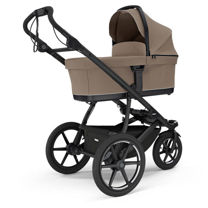 Thule Urban Glide 3 Single Jogging Stroller with NON-Magnetic Buckle + Cup Holder + Bassinet Bundle - Tinted Taupe - 10101704-20110777