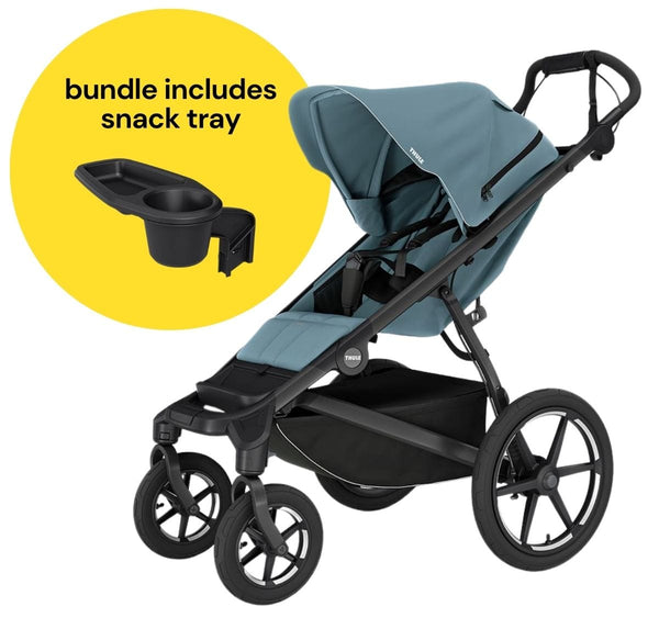thule double stroller snack tray Thule Urban Glide 4-Wheel All-Terrain Stroller with NON-Magnetic Buckle +  Snack Tray Bundle