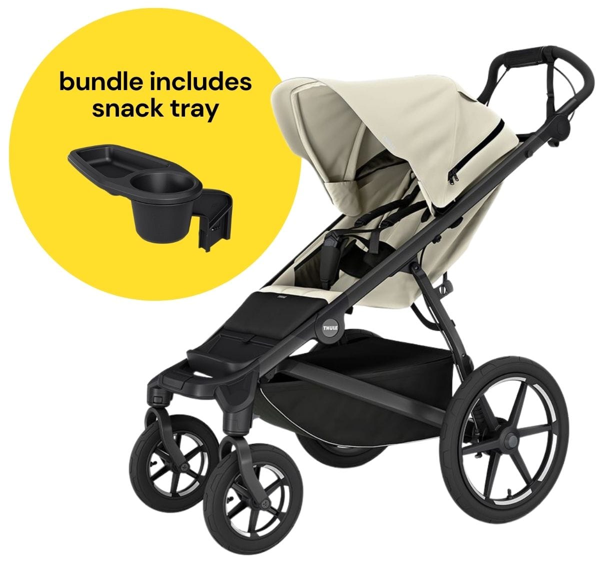 Thule Urban Glide 4-Wheel All-Terrain Stroller + Snack Tray Bundle - Soft Beige - 10101977-20110766