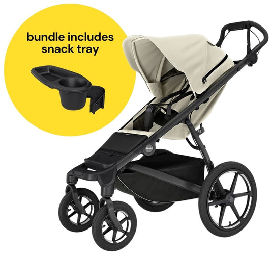 Thule Urban Glide 4-Wheel All-Terrain Stroller + Snack Tray Bundle - Soft Beige - 10101977-20110766