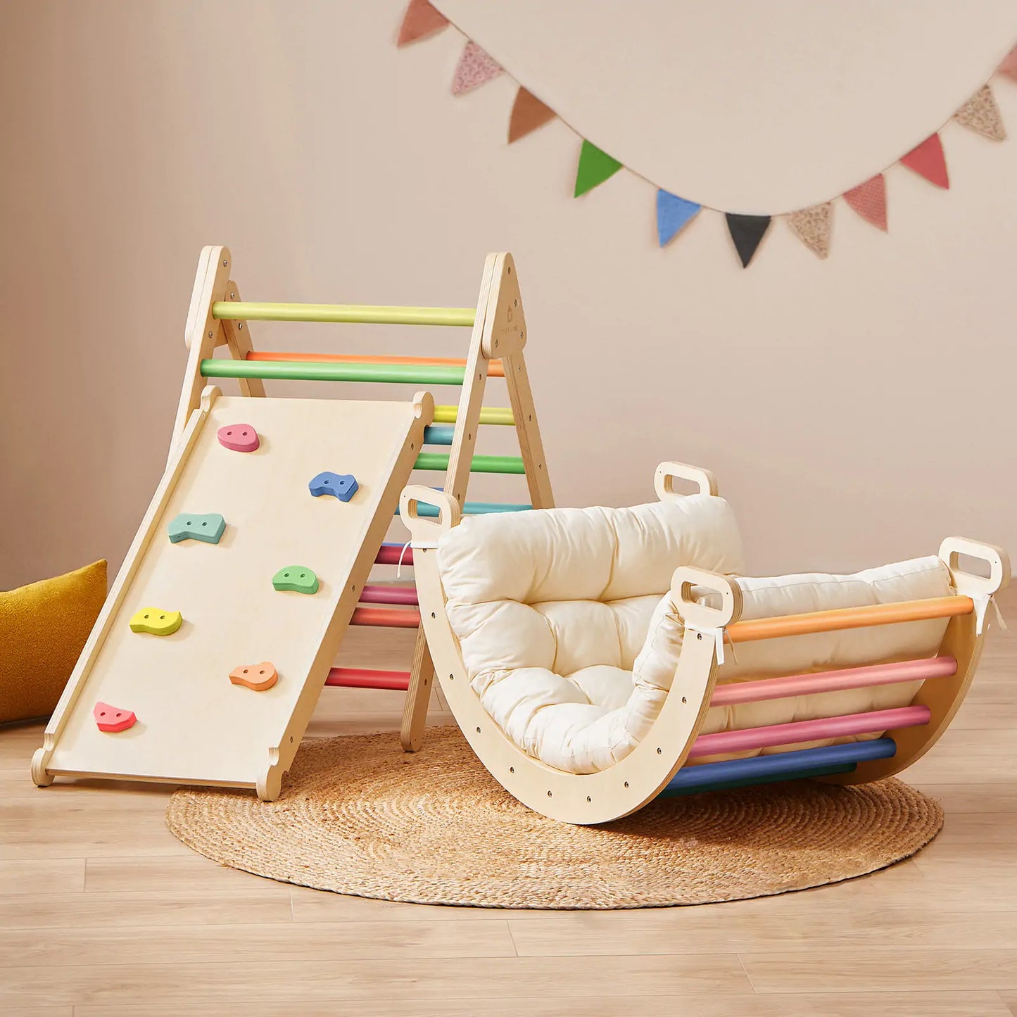 Tiny Land® 7-in-1 Rainbow Climbing Set with Play Pad - TLTGPT007RC-BDL01