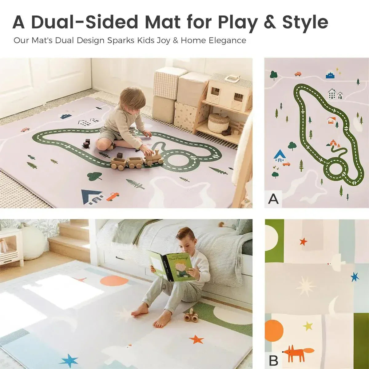 Tiny Land® Double-Sided Baby Playmat Forest Track Wonder - TLBAPM004GN