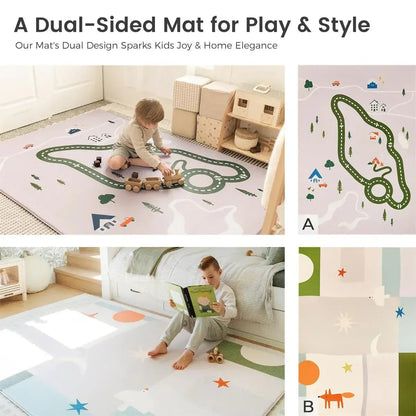 Tiny Land® Double-Sided Baby Playmat Forest Track Wonder - TLBAPM004GN