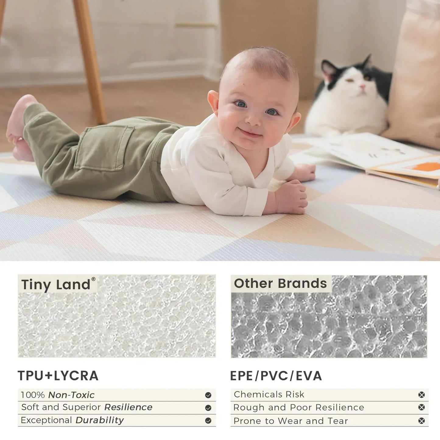 Tiny Land® Double-Sided Baby Playmat Urban Zoo Adventure - TLBAPM001GY